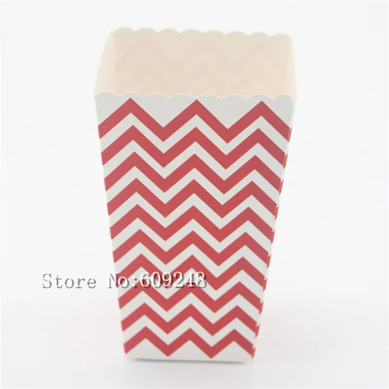 24 Pcs Red Chevron Paper Popcorn Boxes,Wave Carnival Party Favor Bags,Candy Gift Treat Cups,Christmas,Reusable Mini Movie Kids