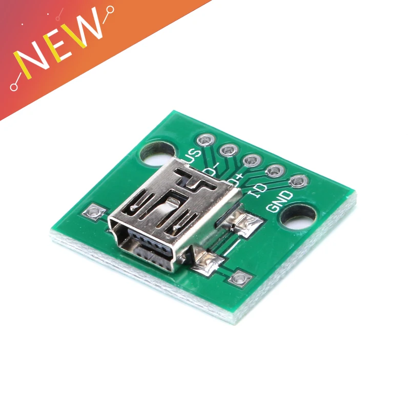 2/5/10/20Pcs Mini USB to DIP 2.54mm Adapter Connector Module Board Panel Female 5-Pin Pinboard 2.54mm Mini USB PCB Type Parts