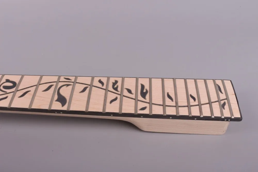 New Electric Guitar Neck Maple fingerboard flower  Inlaid 24 fret 25.5 inch Left #753