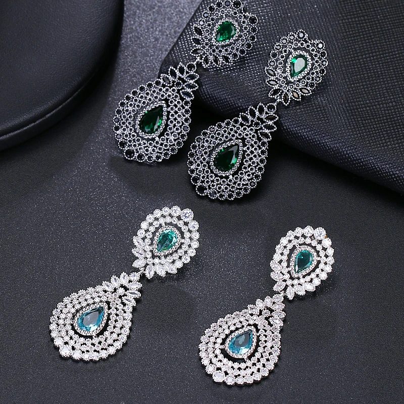 EMMAYA Brilliant Bridal Waterdrop Cubic Zirconia Earings Big Luxury Crystal For Elegant Women Wedding Jewelry Gift