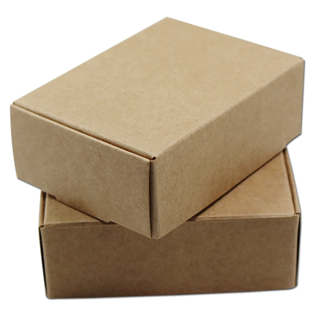 100pcs/ Lot Multi-sizes Kraft Paper Boxes Brown DIY Gift Package Box Foldable Papercard Boxes For Christmas Wedding Decoration