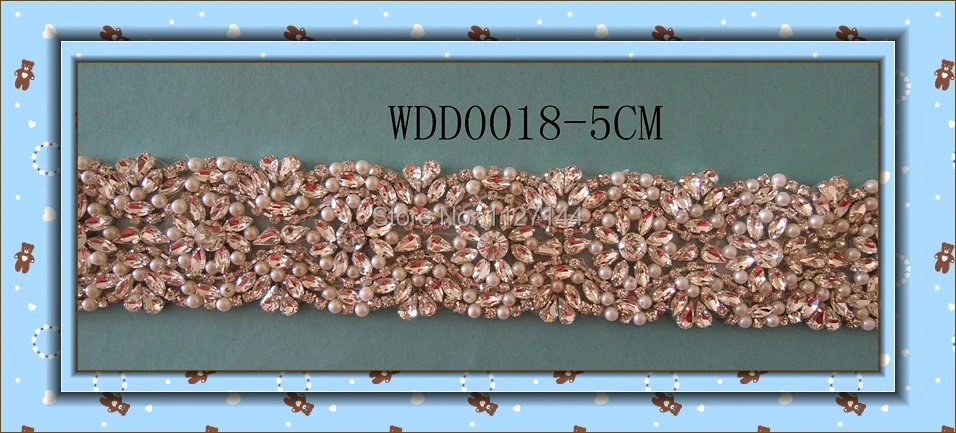 

(10 yards) Wholesale bridal beaded crystal rhinestone pearl applique trim iron on for wedding dress DIY sash WDD0018