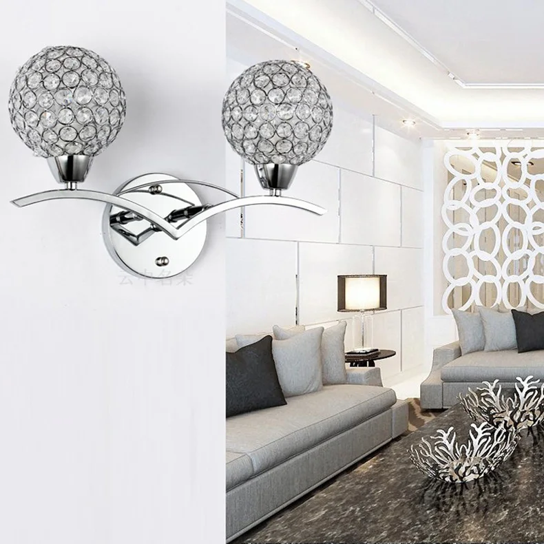 

Modern Luxury Crystal Wall Light Chrome Finish Wall Sconce Lighting Fixture Bedside Corridor Home Lighting Decoration