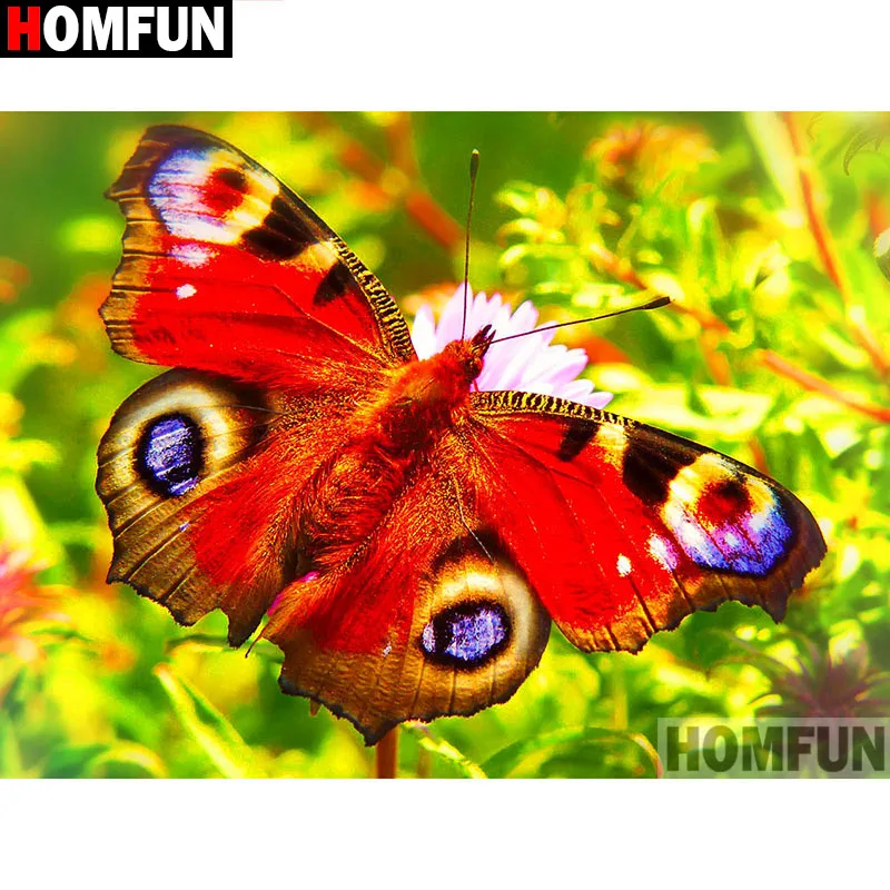 

HOMFUN Full Square/Round Drill 5D DIY Diamond Painting "Flower butterfly" 3D Diamond Embroidery Cross Stitch Home Decor A19146