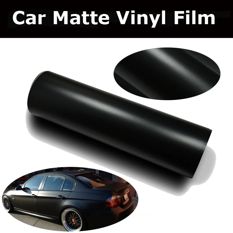 

Size:1.52*30m/Roll Black Matte Car Wrap Vinyl Film Matte Black Vinyl Wrap Matt Black Wrap Air Free Vehicle Wraps