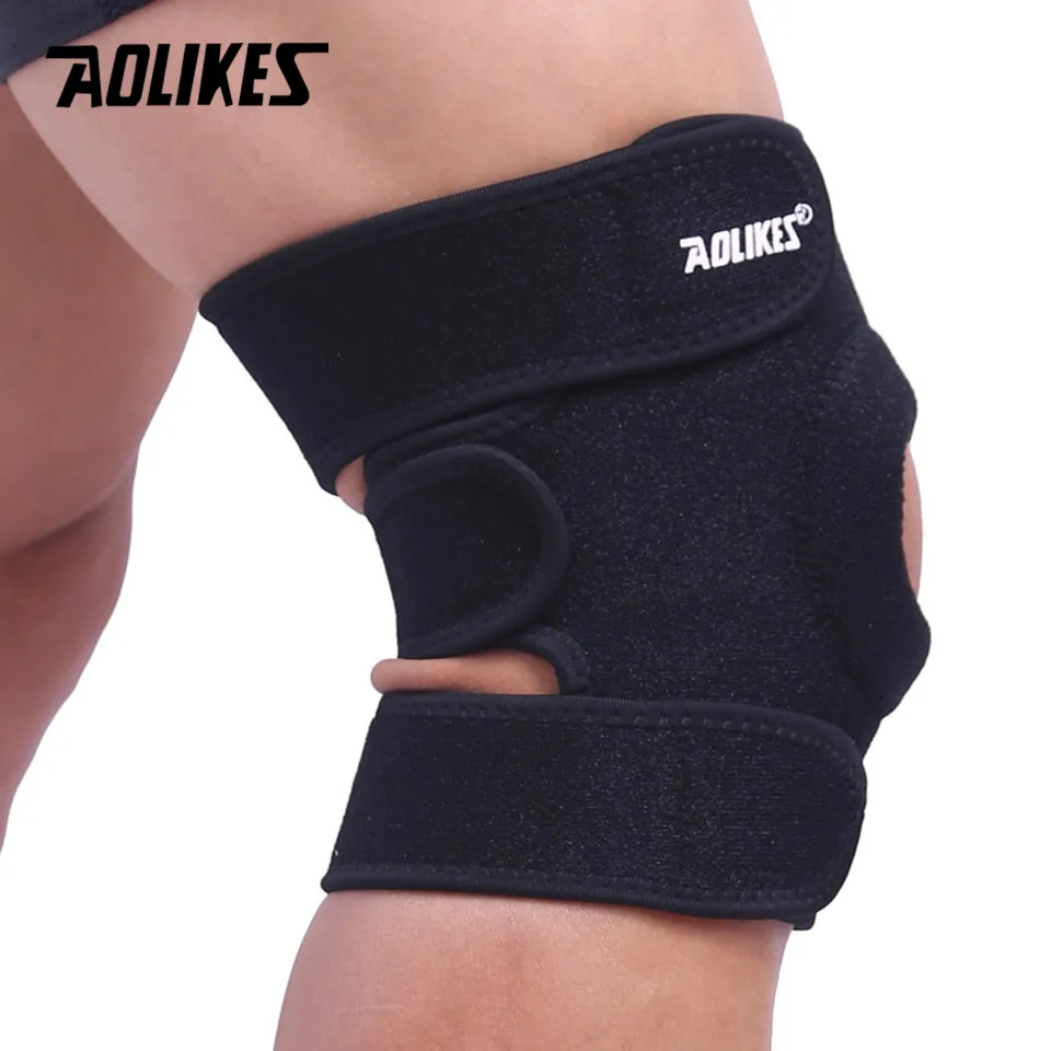 AOLIKES 1PCS Adjustable Elastic Knee Support Brace Kneepad Patella Knee Pads Hole Sports Kneepad Safety Guard Strap For Running