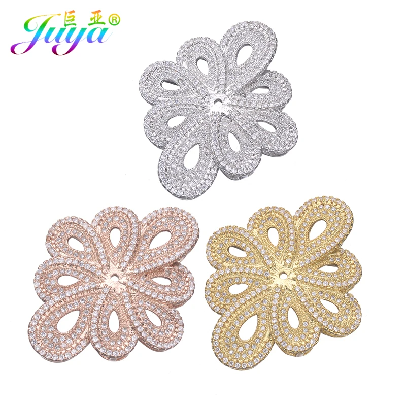 Micro Pave Zircon Flower Connect Pendants Jewelry Accessories For Women Natural Stones Pearls Necklace Jewelry Making