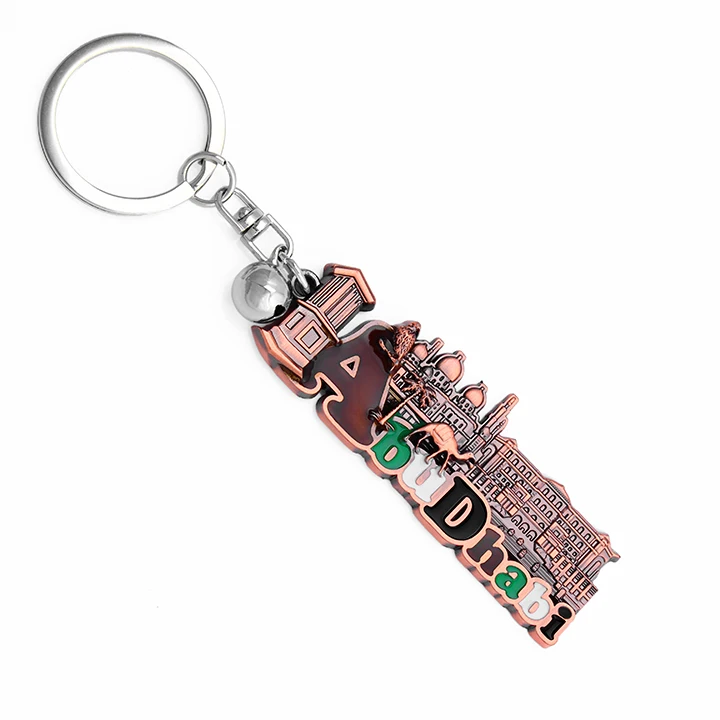 Dubai building with a small bell have silver yellow pink three colors Keychain