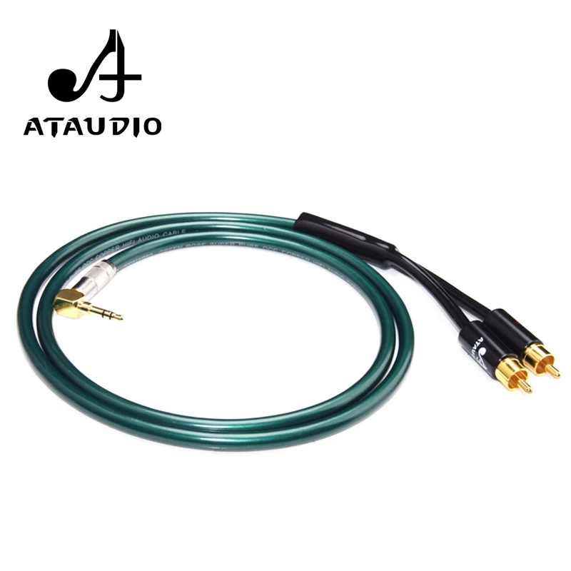 ATAUDIO Hifi 3.5mm do 2RCA Y Splitter stereofoniczny kabel audio HiFi do audiofilów podłącz telefon MP3 CD PC do wzmacniacza