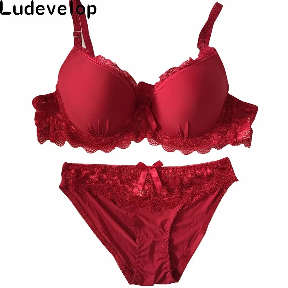 Ludevelop New arrival Big Size Bra Set 40-48CD Cup Women Push Up Lace Bra Brief Sets Sexy Brassiere Dentelle Femme Underwear Set