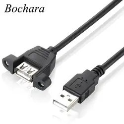 Bochara USB 2.0 Extension Cable Male to Female With Screw Panel Mount Foil+Braided  Shielded 30cm 50cm 1m 2m 3m 5m