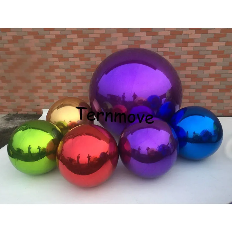 inflatable Mirror Balloon PVC silver red green purple blue gold inflatable mirror ball helium balloon for stage decoration