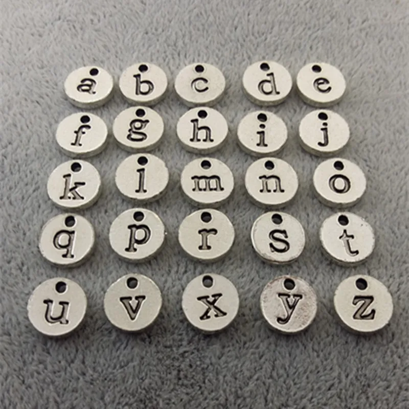 a-z Letter Charms Stamp Initial Disc Pendant alphabet Pendent Charm DIY Jewelry 10MM