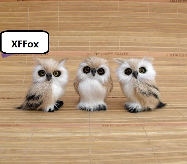 3 pieces a lot small cute reallife owl models plastic&furs owl dolls home decoration gift about 7cm xf0492