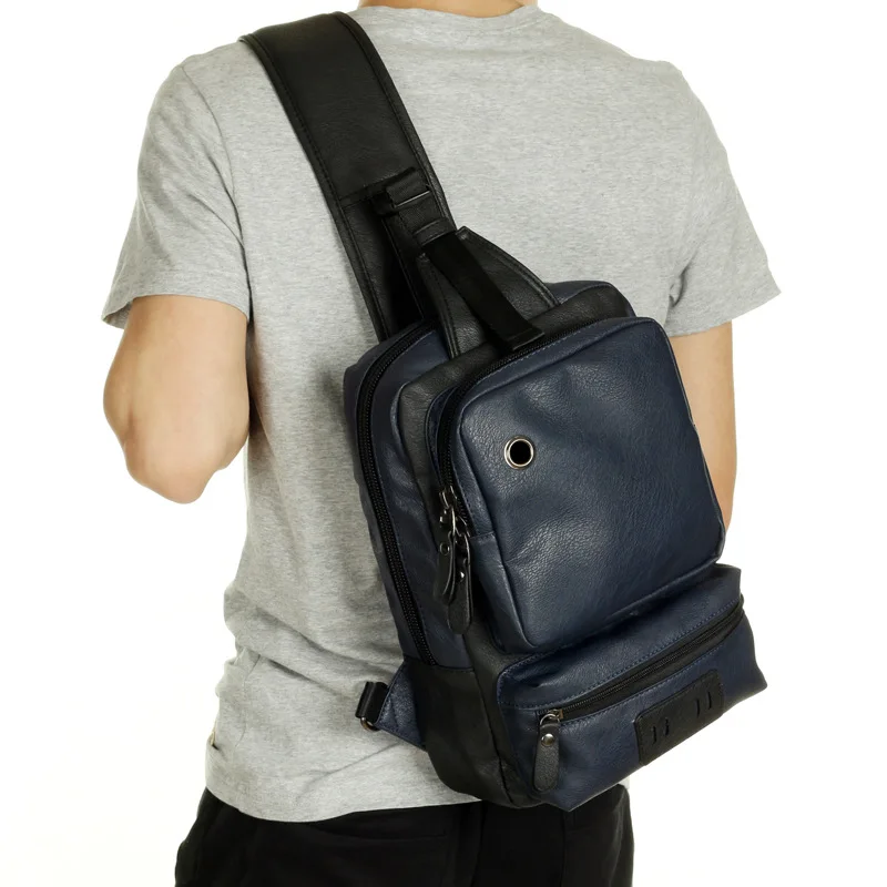 Bolso de mensajero informal para hombre, bolsa de pecho de cuero, pecho grande, espalda, bolso de hombro, bolsas de viaje, PT1123, nueva moda, 2023