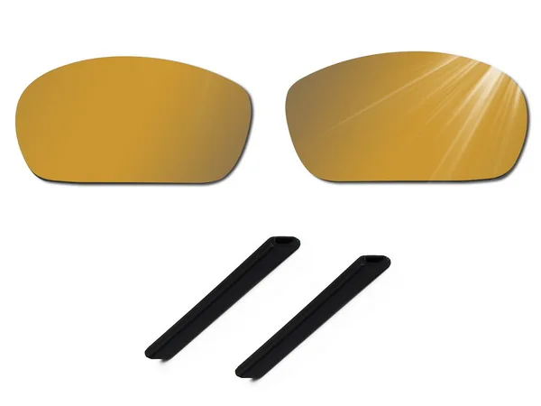 

Glintbay 100% Precise-Fit Bronze Gold Replacement Lenses and Black Rubber Ear Socks for Oakley Jawbone Sunglasses