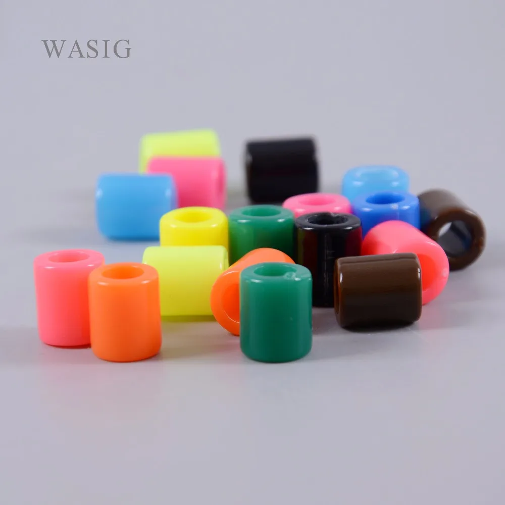 

50pcs Mixed Rainbow Color Resin Dreadlock Beads Hair Braid Dread Bead Plastic 6mm Hole Braiding Tube Ring Hairstyle Tool