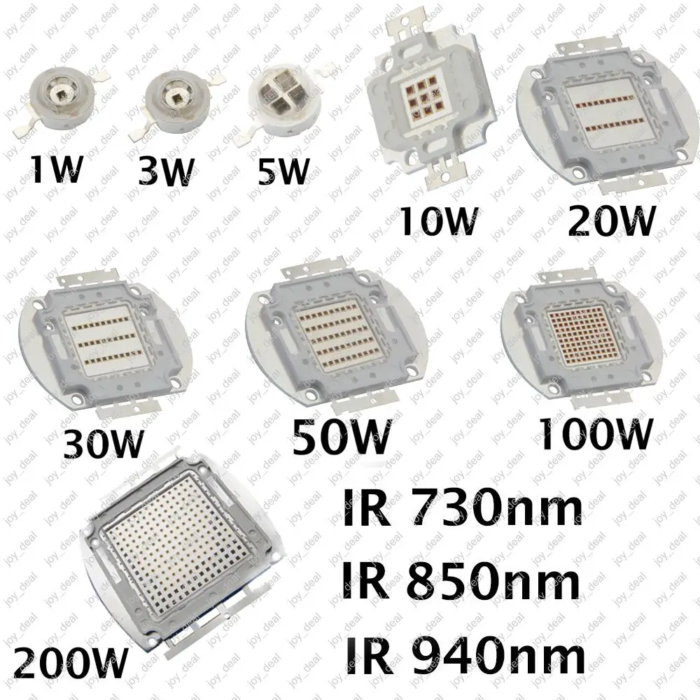 1W 3W 5W 20W 30W 50W 100W 200W High Power LED 850nm 940nm 730nm Infrared IR LED Diode, Intergrated Multi-Chip COB Light Source