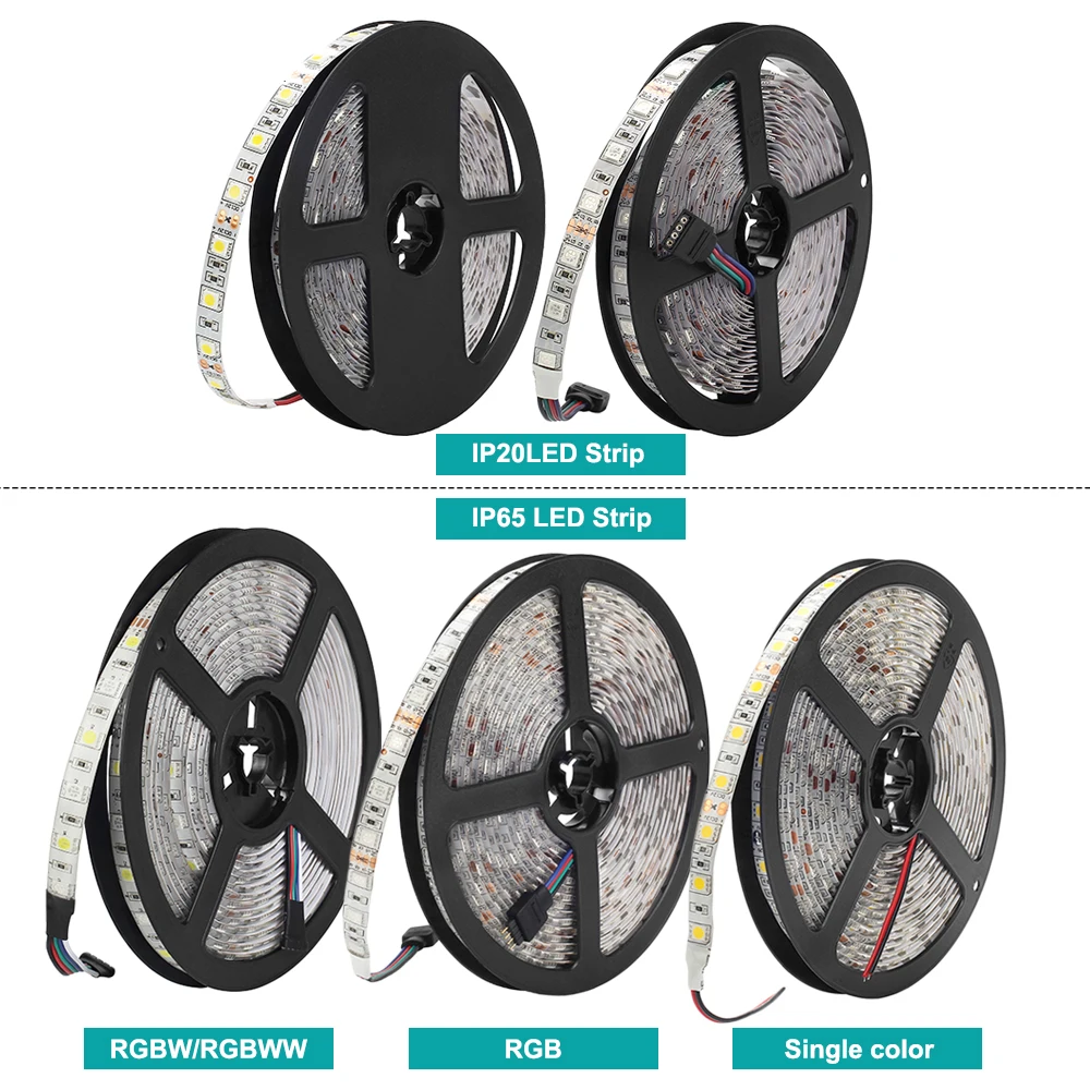 Taśma LED DC12V 5M 5050 RGB,RGBW,RGBWW 60 leds/m elastyczne światło 5050 taśma LED RGB biały, ciepły biały, czerwony, niebieski, zielony