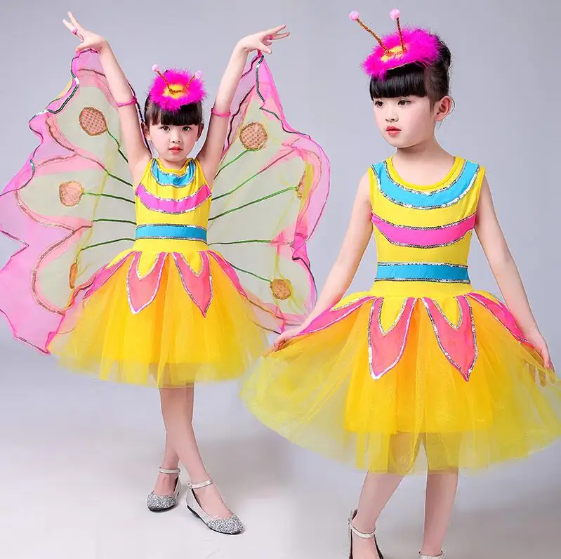 Hot Koop Halloween Cosplay Fairy Angel Vleugels Insect Thema Kostuum Voor Kids Meisje Vlindervleugels Kostuum Prestaties Jurk