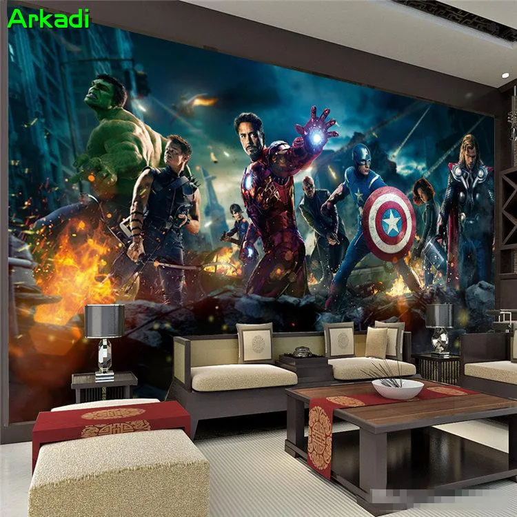 Children\'s Room Bedroom Wallpaper Modern Living Room TV Background Bar Mural Avenger League Anime Character Any Size