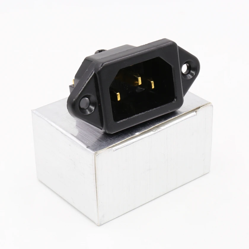 10ชิ้น FI-07(G) 24K Gold Plated ช่องเสียบ IEC Mains Power Inlet Socket Panel ชาย Entry ปลั๊ก HiFi