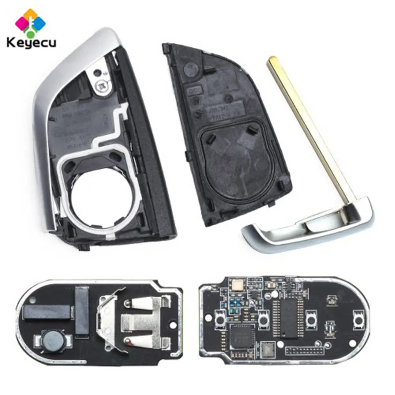 KEYECU CAS4 zmodyfikowany pilot z kluczem z 4 przyciskami i 315MHz/ 433MHz/ 868MHz i PCF7945 Chip - FOB dla BMW 5 7 Series F Chassis 2012-16