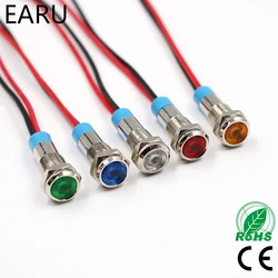 LED Metal Indicator Light 6mm Waterproof Signal Lamp Poilt 3V 5V 6V 12V 24V 110V 220v With Wire Red Yellow Blue Green White