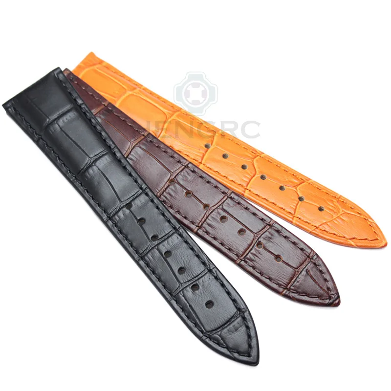 Wholesale Watchbands 20 22mm Genuine Leather Watch Band Strap Black Brown Orange Belt Replacement No Buckle For Omega