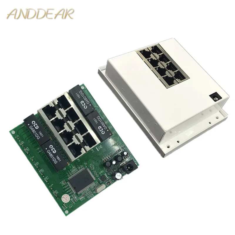 

OEM PBC 8Port Gigabit Ethernet Switch 8Port with 8 pin way header 10/100/1000m Hub 8way power pin Pcb board OEM screw hole