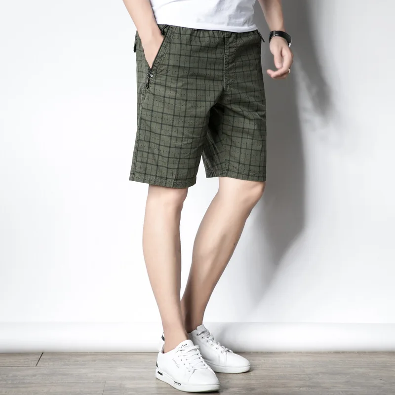 Oversized Men\'s Casual Shorts Summer Pure Cotton Plus Size Plaid Home Shorts Male Beach Shorts Men Clothing 5XL AF8993