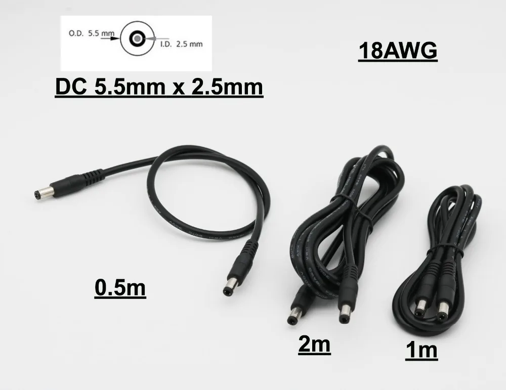 1 قطعة 0.5 M/1 M/2 M 5.5 مللي متر x 2.5 مللي متر DC 12 V الطاقة M /M الذكور إلى الذكور تمديد وصلة كابل محول للكاميرا CCTV كاميرا