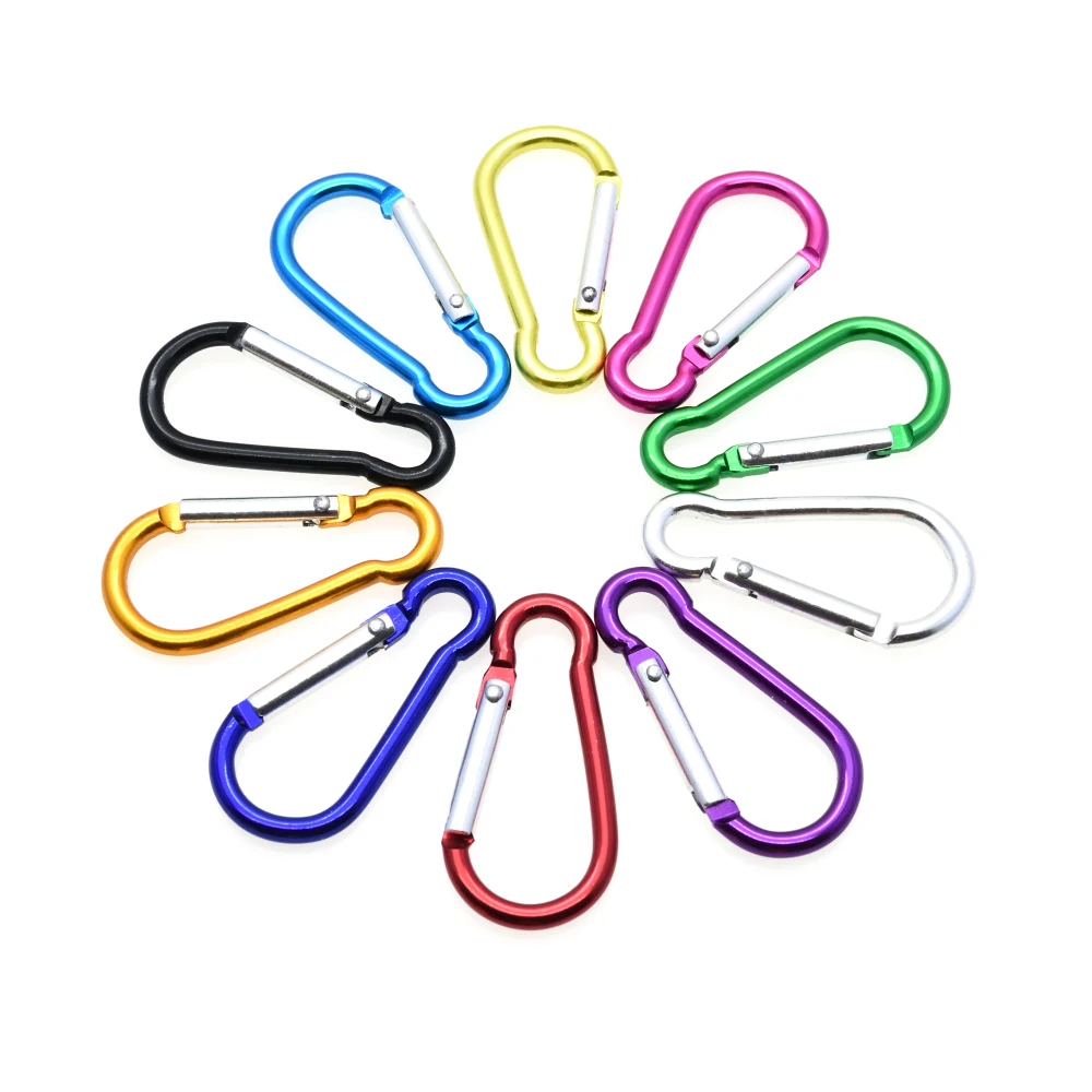 10pcs/pack Aluminum Carabiner Snap Hook Keychain For Paracord Outdoor Activities Hiking Camping 10 Colors