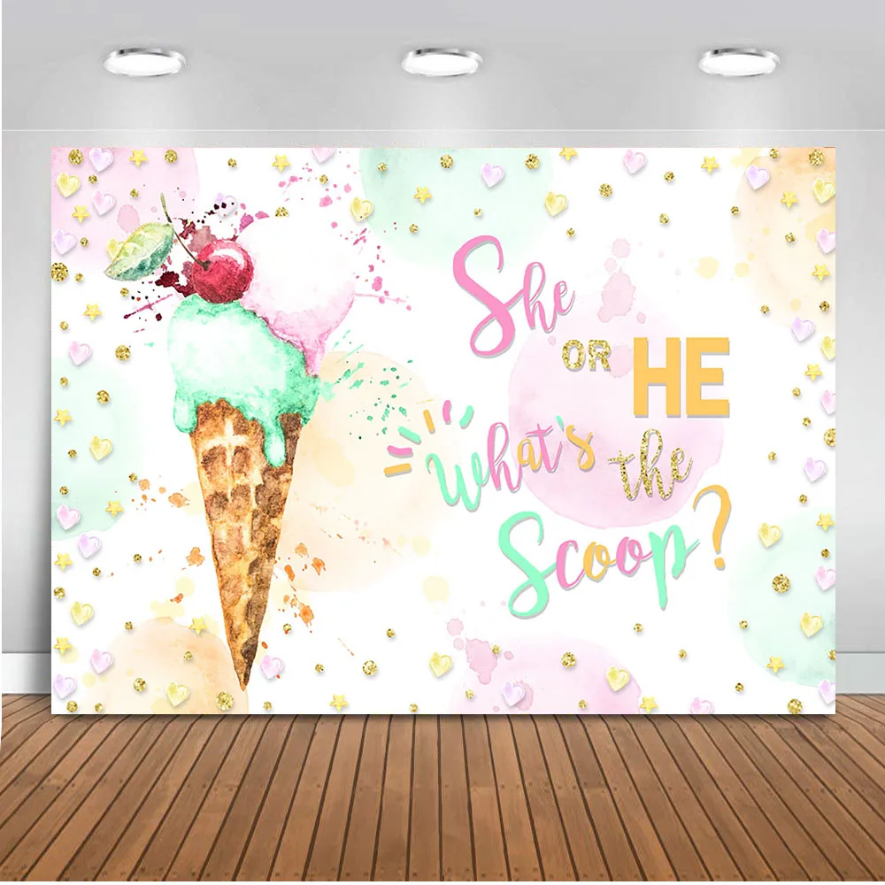 

Ice Cream Gender Reveal backdrop for Party Decoration Supplies High Quality Supplies Photography Background Dessert Table Props