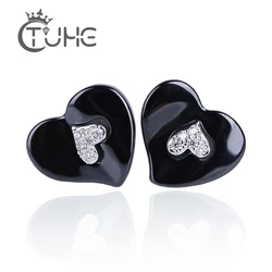 Heart Silver Color Stud Earring Female Fashion Accessories Sweet Heart Crystal Brief Elegant Stud Earrings For Women Jewelry