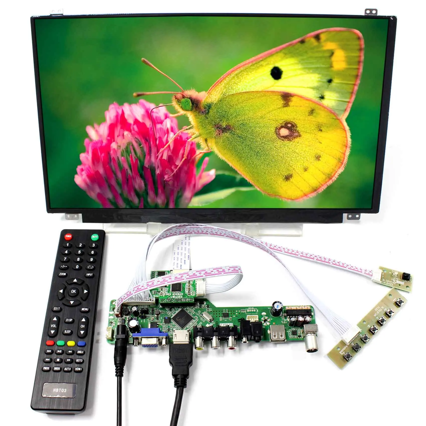 TV HD MI VGA AV USB LCD Controller Board With 15.6inch 1920x1080 B156HAN01.2 IPS LCD Screen