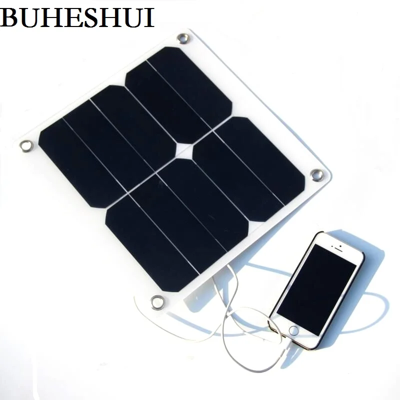 BUHESHUI Portable 15W 5V Solar Charger Sunpowr Solar Panel Charger for Mobile Power Bank Outdoor Travel Size Solar Charger