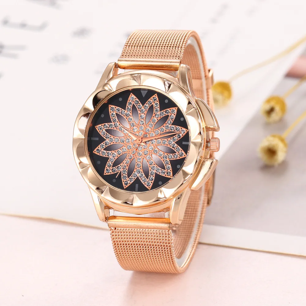 

Luxury Rhinestone Watch Women Watches Fashion Flower Rose Gold Women's Watches Clock Relogio Feminino Reloj Mujer Zegarek Damski