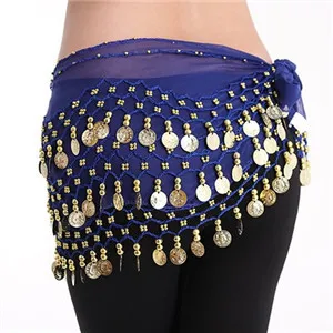 Phụ nữ 3 Hàng Múa Bụng Dây Bellydance Hông Vắt Khăn Múa Bụng Đai Dây Chuyền 128 Đồng Tiền Vàng Trưởng Thành