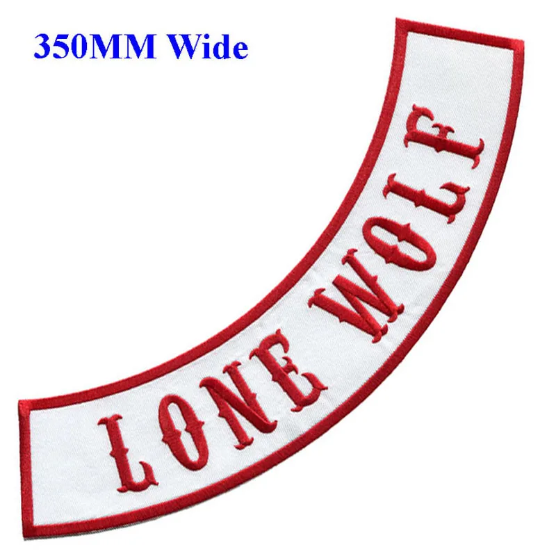 350MM wide rocker of LONE WOLF patch for full back embroidery patch/bordado flores/sewing gifts/bordados para costura