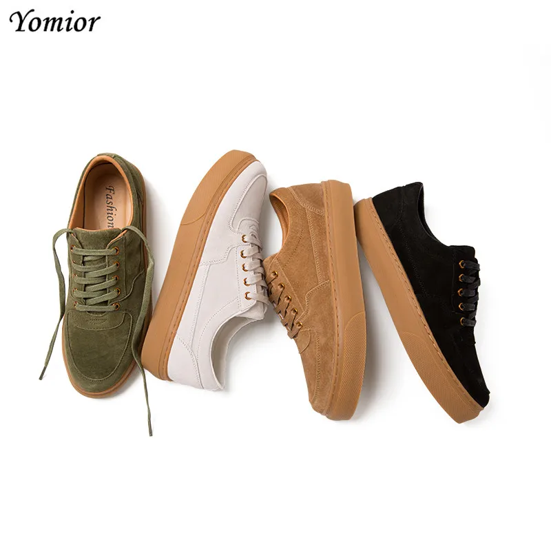 Yomior 2019 New Brand Real Cow Leather Men Casual Shoes Vintage School Lace-Up Loafers Flats Dress Sneakers Driving Shoes