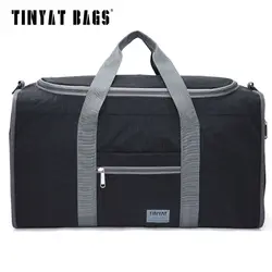 TINYAT-Sac de voyage pliable pour homme et femme, fourre-tout portable Molle pour homme, nylon imperméable, sac de voyage décontracté, sac polochon noir T-306 à bagages