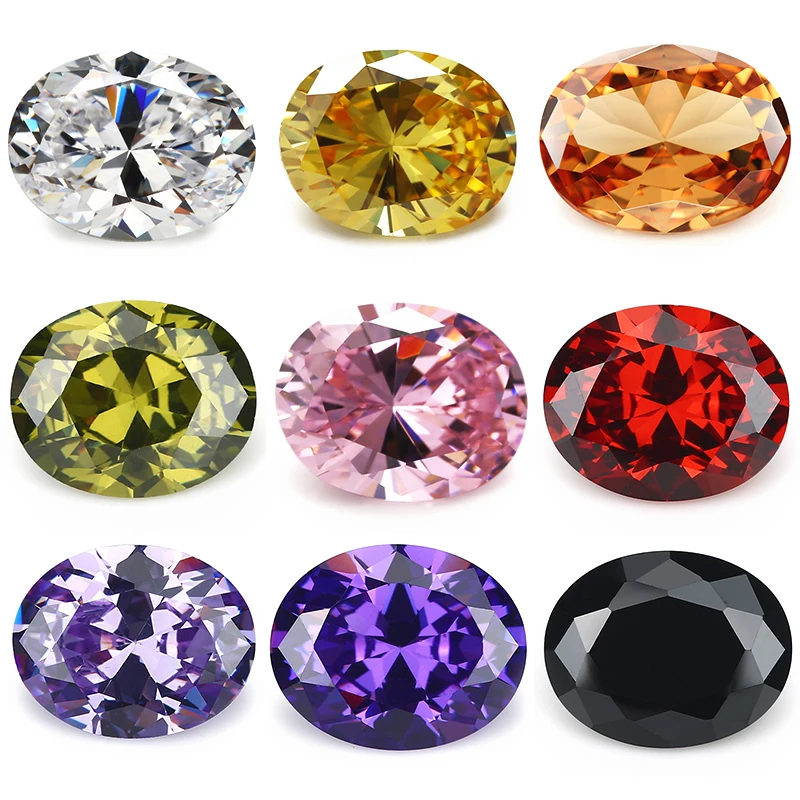 Size 2x3~13x18mm 5A Various Color Loose Cubic Zirconia Stone Oval Shape CZ Synthetic Gems For Jewelry