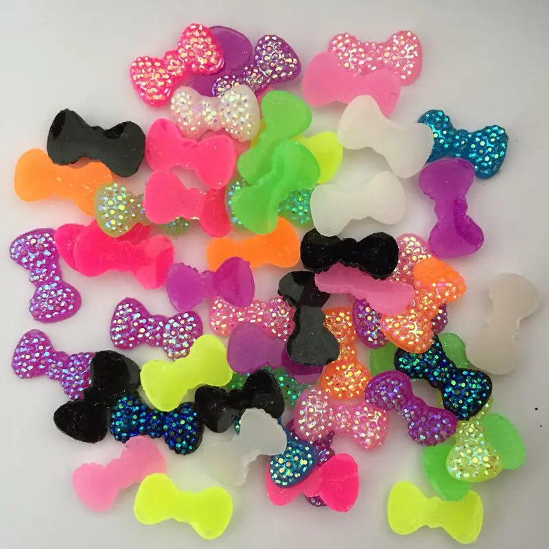 HOT 50pcs Resin BOW FlatBack Appliques Wedding decoration craft DIY C25