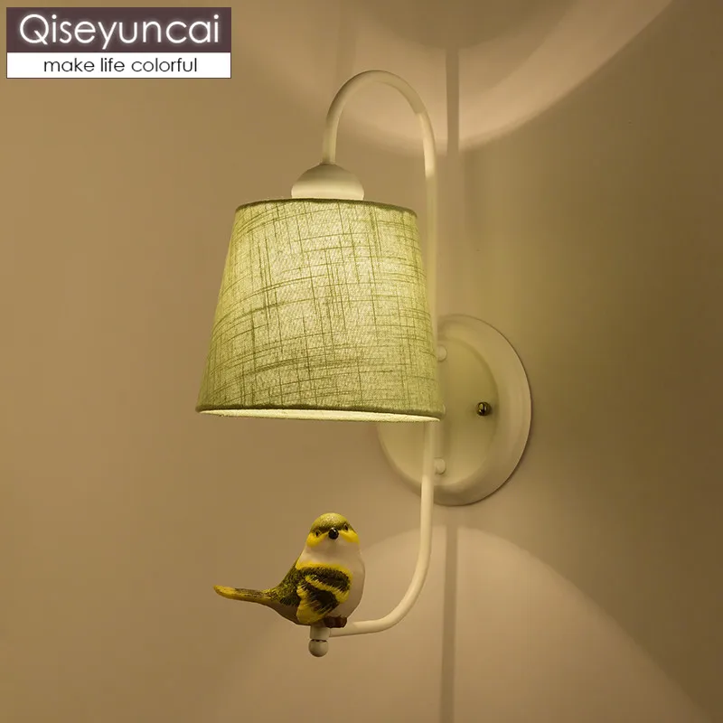 

Qiseyuncai Nordic Cute bird wall lamp modern minimalist bedroom bedside wall lamp creative living room aisle stair light
