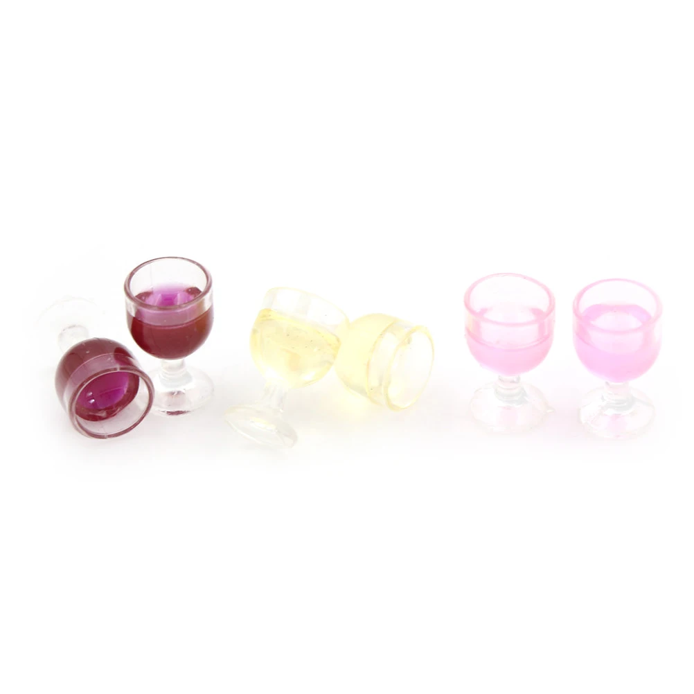 2-6Pcs Mini Rotwein Tasse Simulation Möbel Wein Glas Becher für Puppe Haus Dekoration 1/12 Puppenhaus Miniatur zubehör