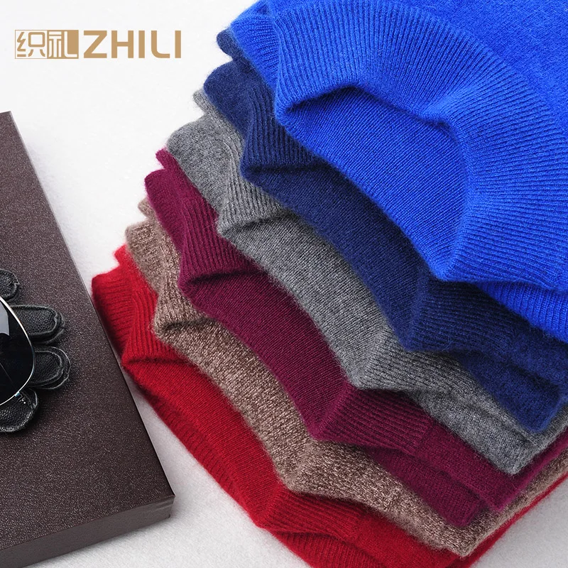 Men 100% Cashmere Sweater 2022 Men\'s Casual Winter Knit Warm Men Half Turtleneck Pullover Coat Outerwear Mens Sweaters And Pullo