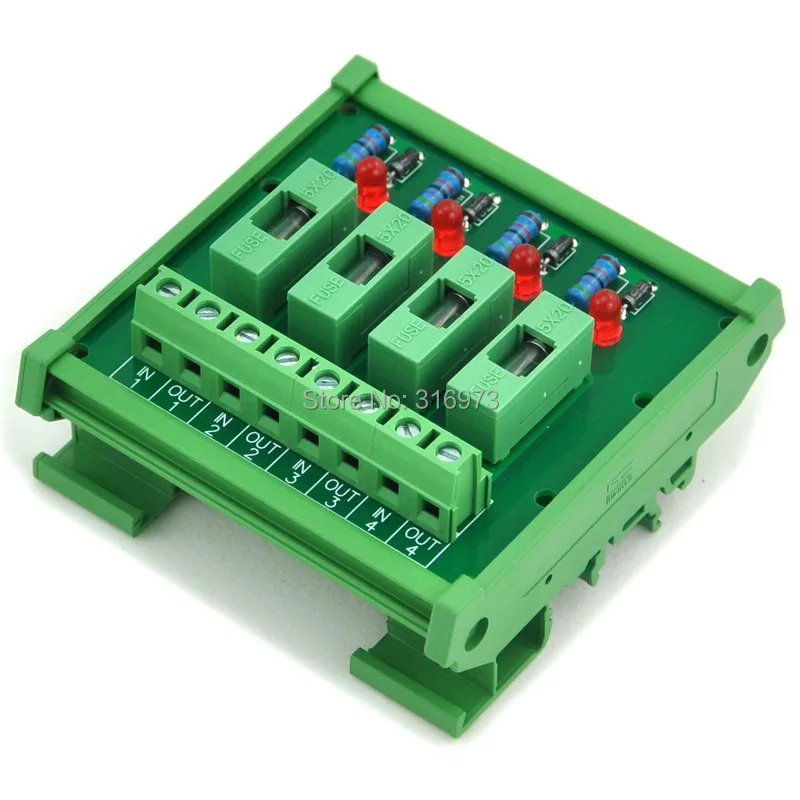 

4 Channel Fuse Interface Module, for DC 5~48V, Din Rail Mount, w/ Fail Indicator