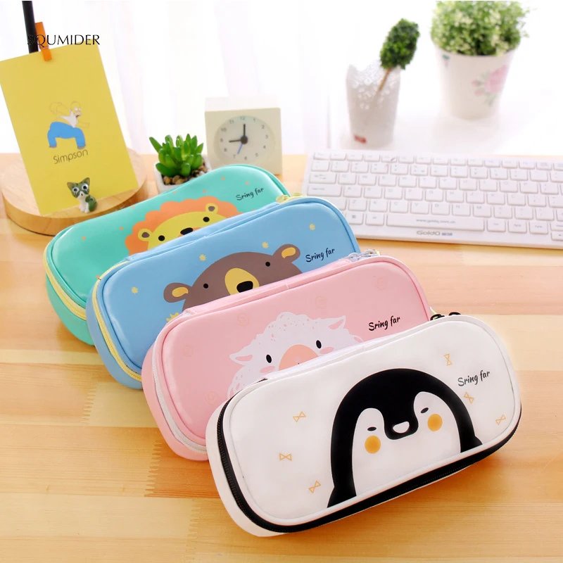 Cute Creative Cartoon Animal Pencil Case Zipper Pencil Box Students Pen Bag Purse School Supply for Boys and Girls Stationery