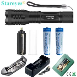 1 Set Super Bright CREE XML-T6S 4000LM LED Torch lamp Zoomable light LED Flashlight 18650 5000mAh Rechargeable battery Charger